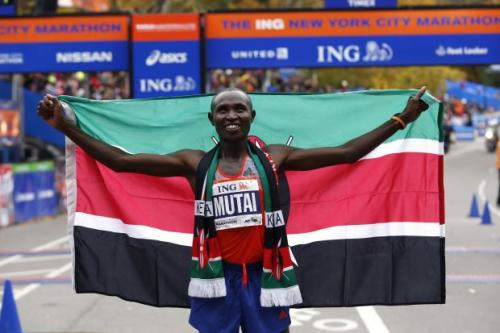 G. Mutai (Kenya), winner of the NYC Marathon 2013